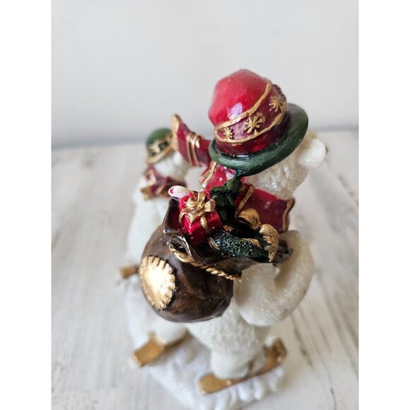 Polar bear skater skiers figurine statue large Xmas decor family - Picture 8 of 10